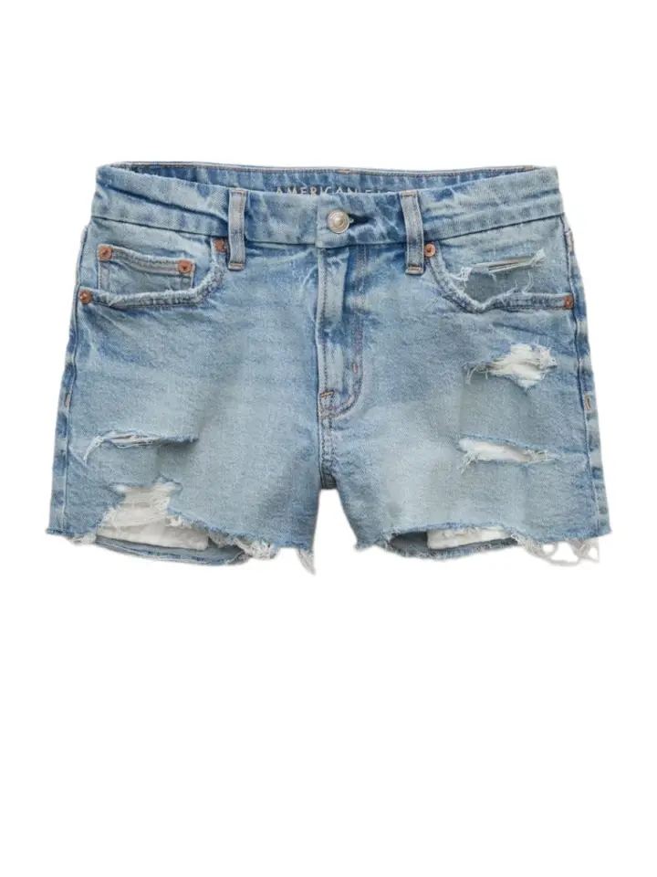 Light Blue Distressed Denim Shorts