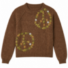 Brown Floral Appliqué Knit Sweater