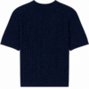Navy Cable-Knit Short-Sleeve Top
